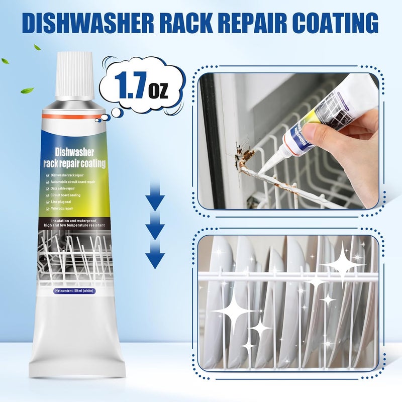 Avenuebool 1.7oz Dishwasher Rack Repair Coating, White Dishwasher Vinyl Rack Rust Touch Up Paint Kit, Insulation and Waterproof, High and Low Temperature Resistant - Image 2
